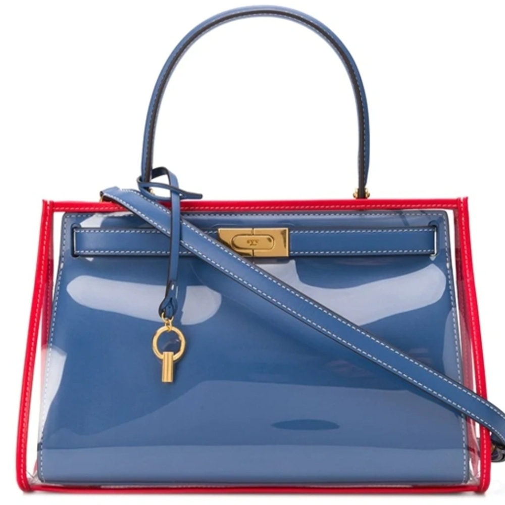Tory Burch Lee Radziwill Small Blue Bag With Raincoat Cover